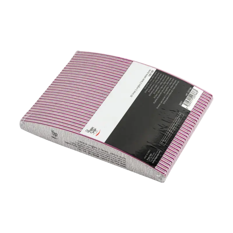 Billig Peggy Sage Halfmoon 2-seitige Nagelfeile 100/100 - Zebra - 30pcs