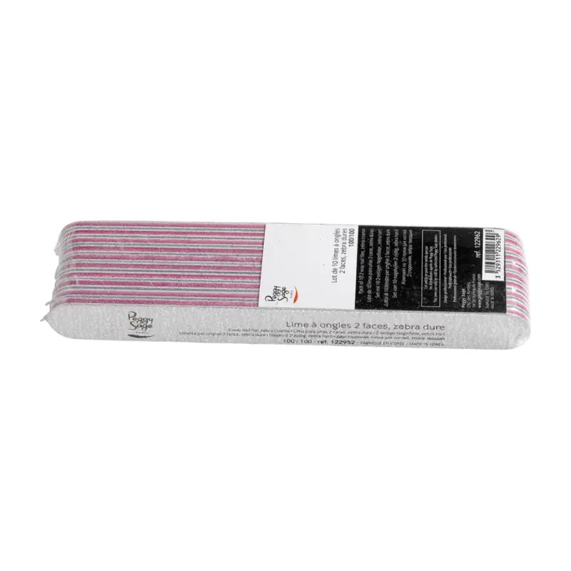 Geprüft Peggy Sage Zebra 2-seitige Nagelfeile 100/100 - 10pcs