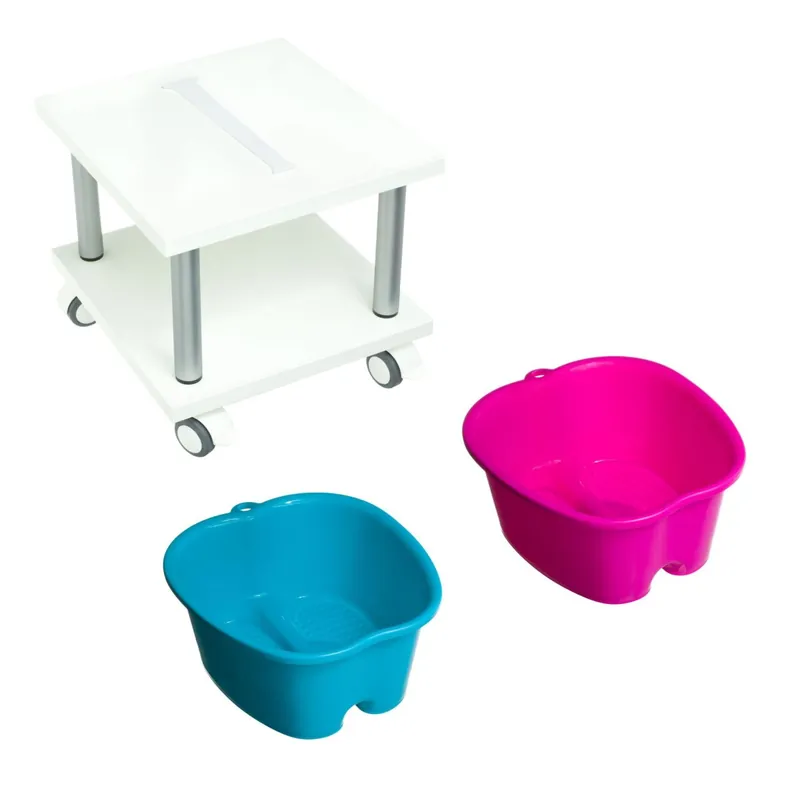 Abverkauf hadewe Fußwannenwagen (2-Stück) Blau & Pink
