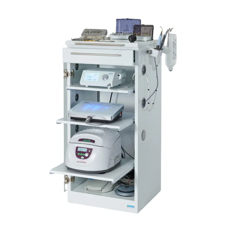 Letzte Chance Medical Device Cart 2400 D with ESG Safety Glass 90 cm Worktop made of Mineral Composite
