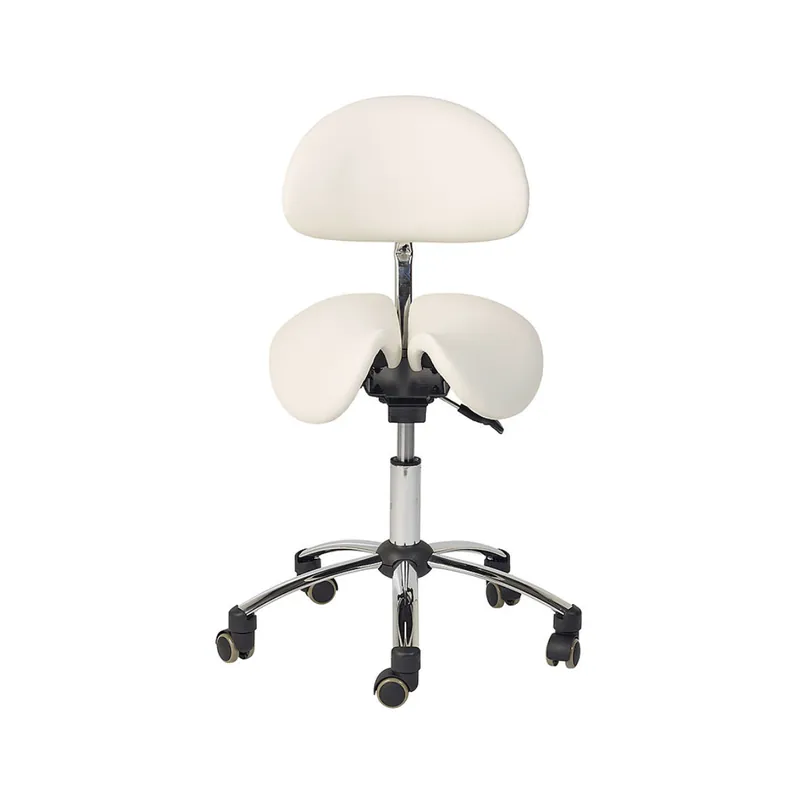 Saisonangebot Teqler Ergo-Kipp saddle stool with backrest in white