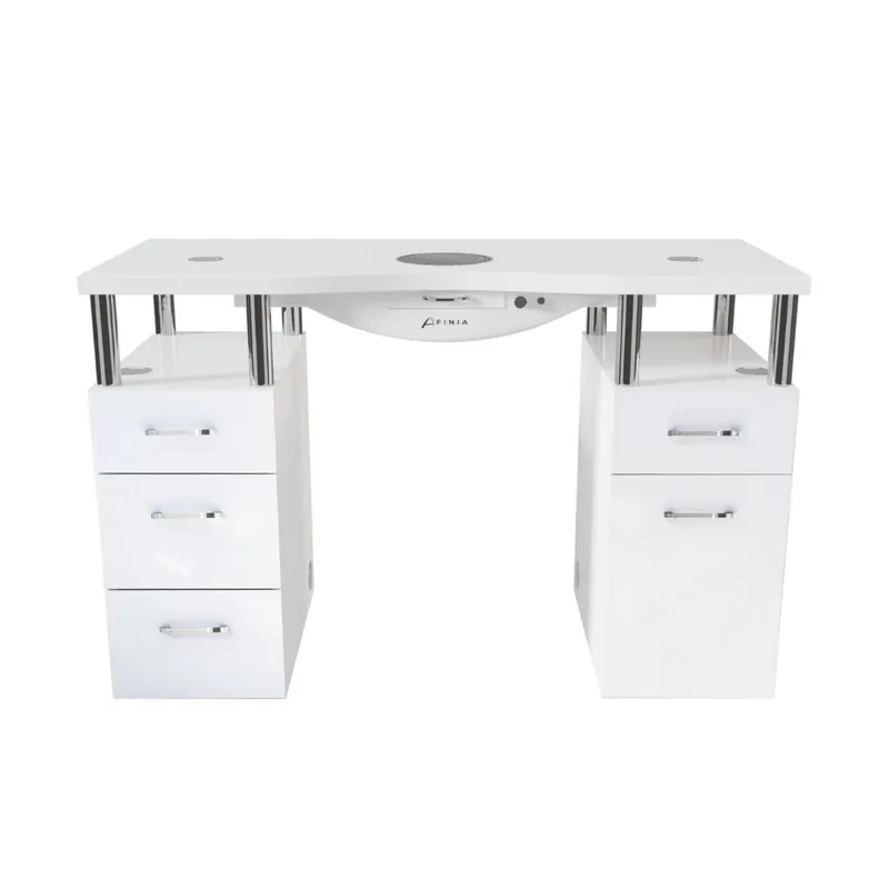 Geprüft Manicure Table Basic AF (including dust extraction) 130 cm without right armrest silver conglomerate (white)
