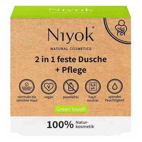 2 in 1 feste Dusche + Pflege - Green touch 2in1 Festes Shampoo und Duschgel 80 g Ausverkauf