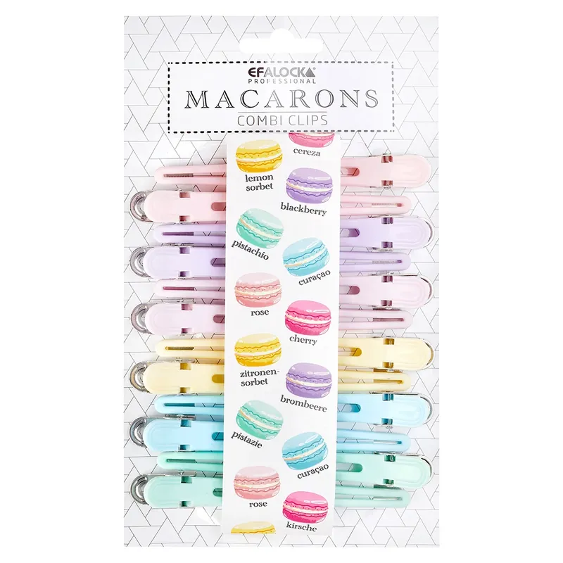 Macarons Combi Abteilclips sortiert pastell Friseurzubehör 12 Stck. Knallerangebot