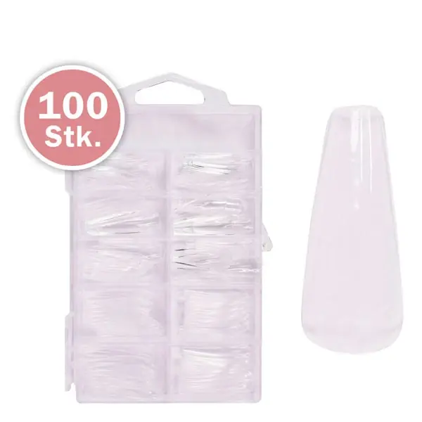 Günstig Press-On Fullcover Tips clear Nageltips Ballerina lang, 100 Stück
