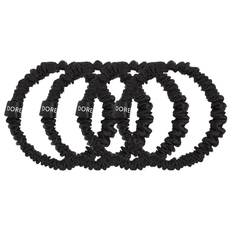 Ausverkauf Silk Scrunchie Set Haargummi 4 Stück 1 cm Black