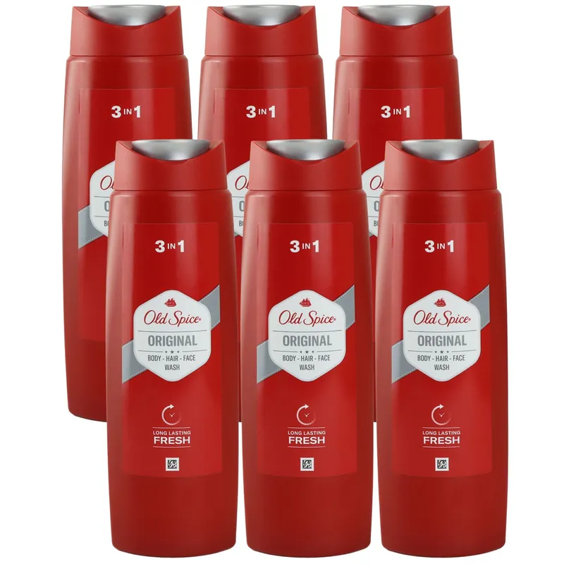 Old Spice Original 6 x 250 ml 3 in 1 Duschgel Shampoo Körper Haare Gesicht Super-Preis