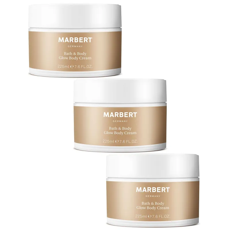 Marbert Bath & Body Glow 3 x 225 ml Body Cream Bodycream Körpercreme Set Nur Für Kurze Zeit