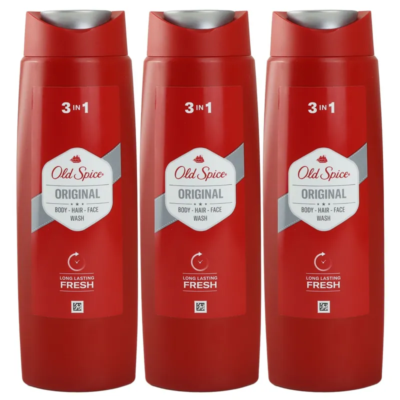Old Spice Original 3 x 250 ml 3 in 1 Duschgel Shampoo Körper Haare Gesicht Rabatt