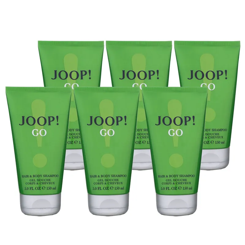 Markenware Joop Go 6 x 150 ml Hair & Body Shampoo Showergel Shower Gel Duschgel Set