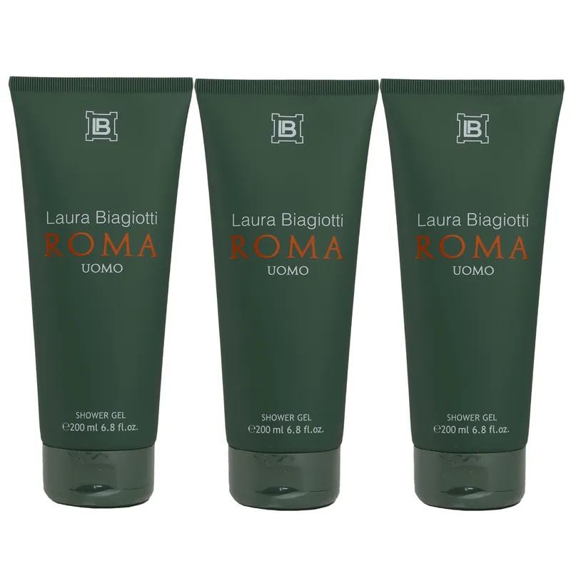 Meistverkauft Laura Biagiotti Roma Uomo 3 x 200 ml Showergel Duschgel Shower Gel Herren Set