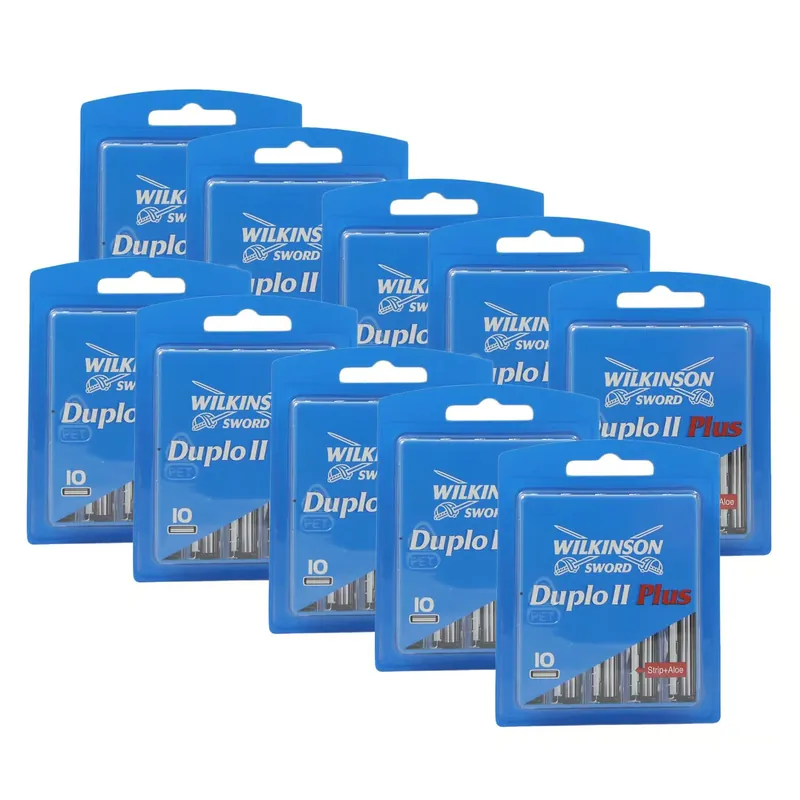Ausverkauf Wilkinson Sword Duplo II Plus 10 x 10 Rasierklingen mit Aloe Vera Set