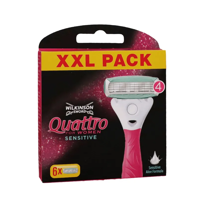 Begrenztes Angebot Wilkinson Quattro For Women Sensitiv 6 Rasierklingen Ersatzklingen Aloe Vera XXL