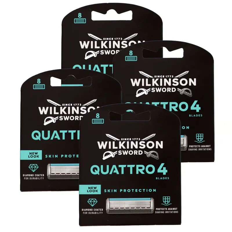 Online Kaufen Wilkinson Sword Quattro Titanium Sensitive 4 x 8 Rasierklingen Klingen Set