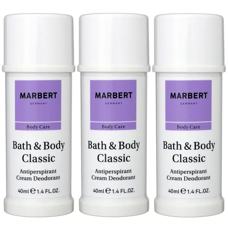 Marbert Bath & Body Classic 3 x 40 ml Cream Deodorant Set Creme für empfindliche sensible Haut Knallerangebot