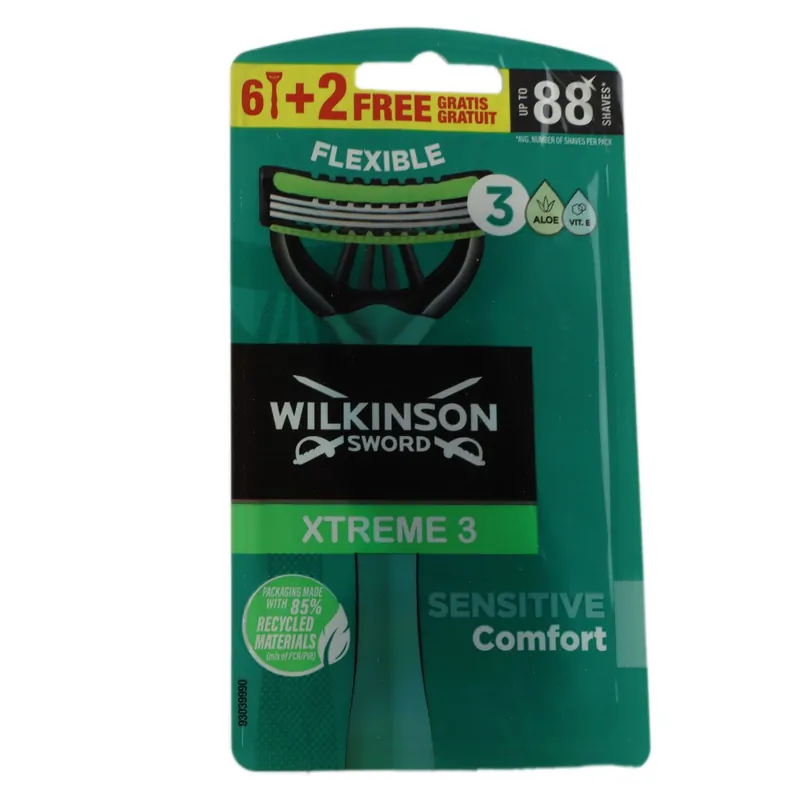 Preisknaller Wilkinson Sword Xtreme 3 Sensitive Comfort 6 + 2 Einwegrasierer 8 Stück Herrenrasierer