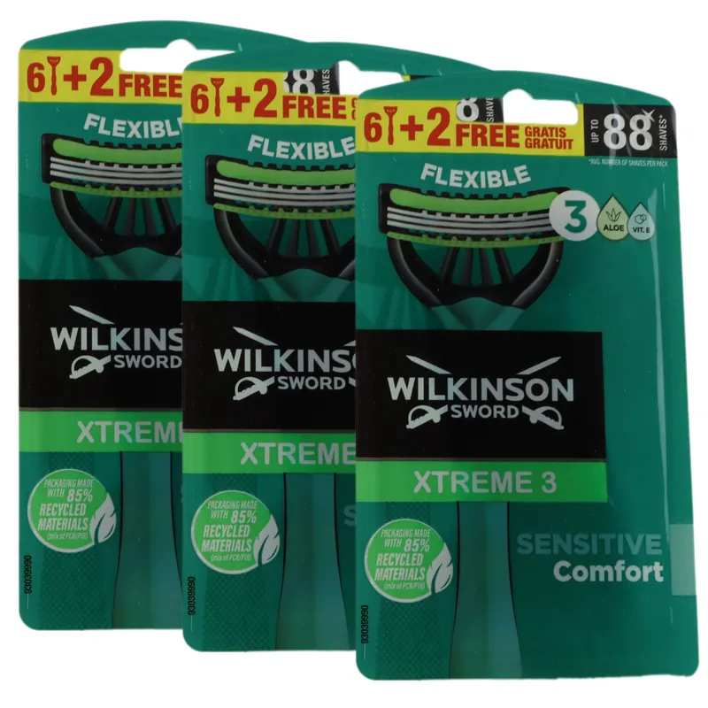 Wilkinson Sword Xtreme 3 Sensitive Comfort 3 x 6 + 2 Einwegrasierer 24 Stück Herrenrasierer Set Markenware