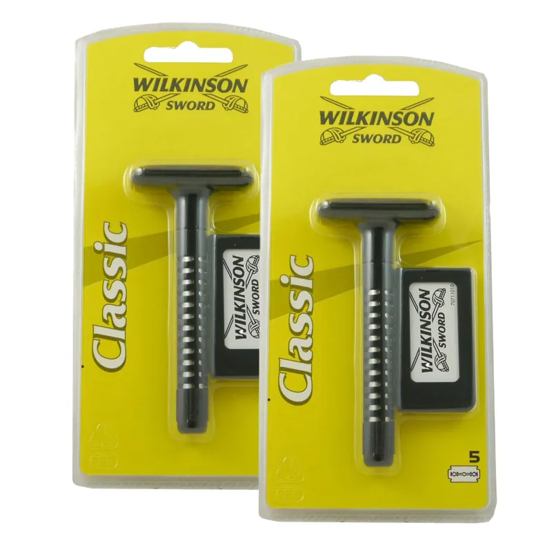 2 x Wilkinson Classic Rasierhobel + 5 Rasierklingen Ersatzklingen Rasierer Set Direkt Vom Hersteller