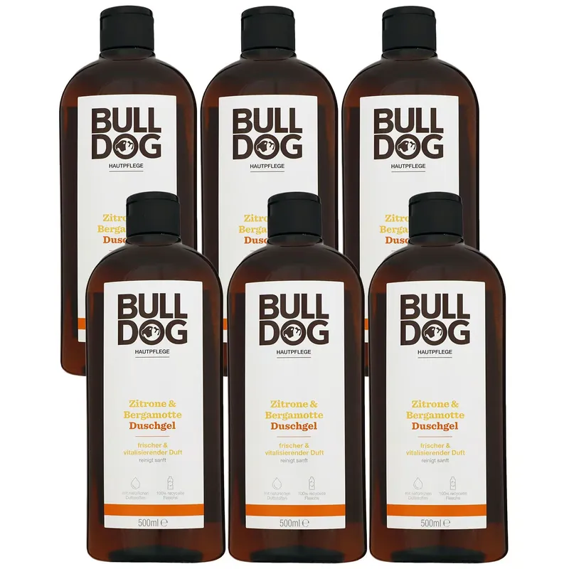 Markenprodukt Bulldog Zitrone & Bergamotte 6 x 500 ml Duschgel Showergel Shower Gel Set