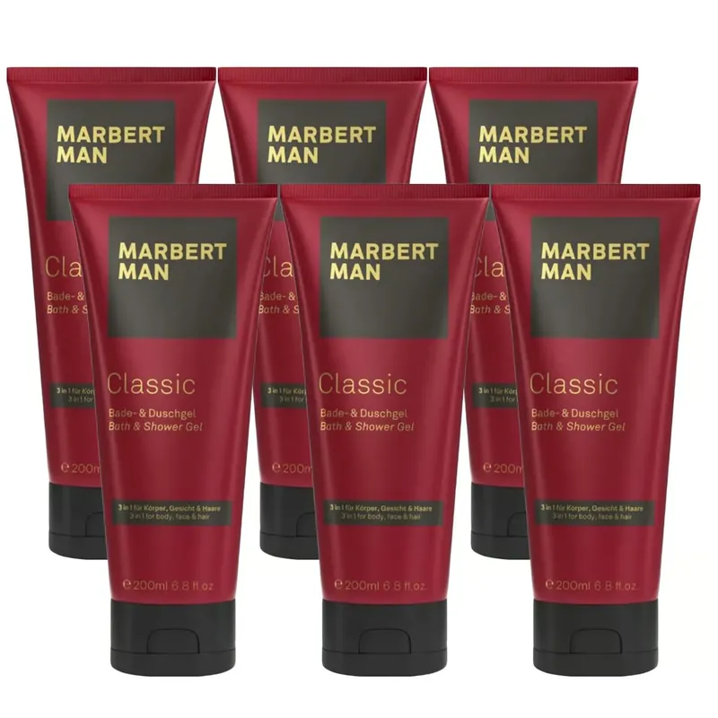 Echt Marbert Man Classic 6 x 200 ml Bath & Showergel Bade- und Duschgel Set