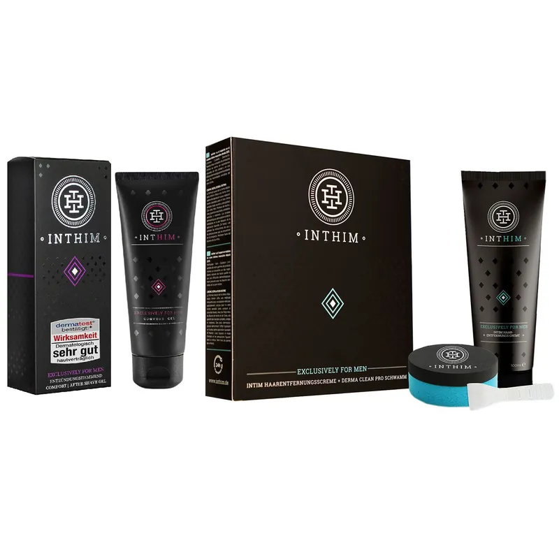 Rabatt IntHim Comfort After Shave Gel 100 ml & Enthaarungscreme 100 ml für den Mann Set