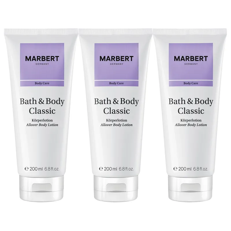 Marbert Bath & Body Classic 3 x 200 ml Bodylotion Body Lotion Körperlotion Set Heißes Angebot