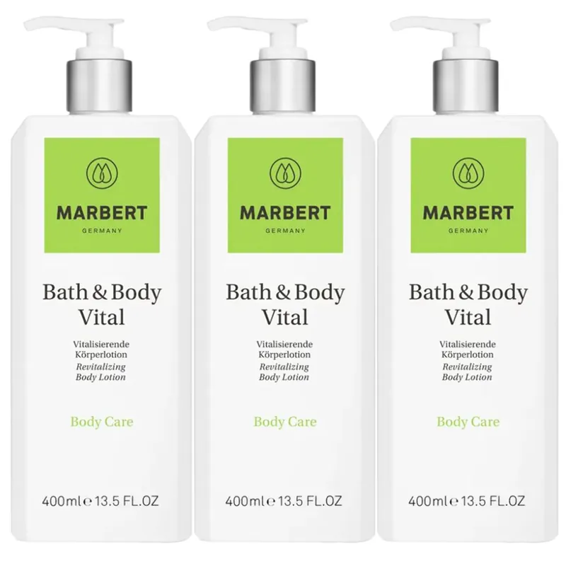 Zertifiziert Marbert Bath & Body Vital 3 x 400 ml Bodylotion Body Lotion Körperlotion Set