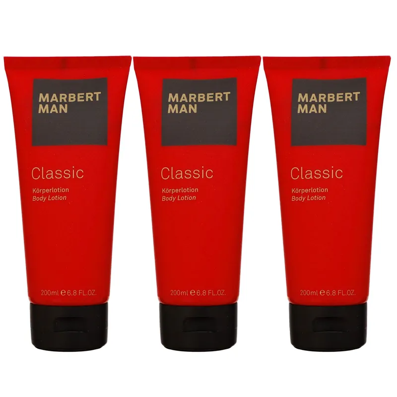 Marbert Man Classic 3 x 200 ml Bodylotion Körperlotion Body Lotion Set Preisreduziert