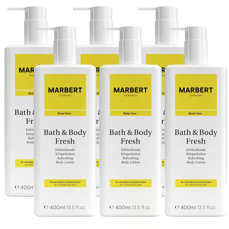 Abverkauf Marbert Bath & Body Fresh 6 x 400 ml Refreshing Fresh Bodylotion alle Hauttypen Set