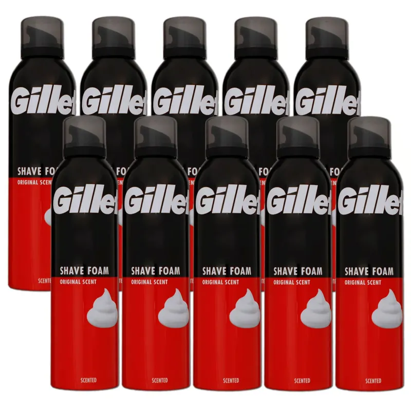 Gillette Classic Foam Rasierschaum 10 x 300 ml für normale Haut Herren Schaum Set Heißes Angebot