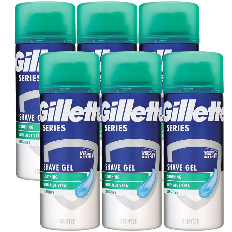 Jetzt Kaufen Gillette Series linderndes Rasiergel mit Aloe Vera 6 x 75 ml Set