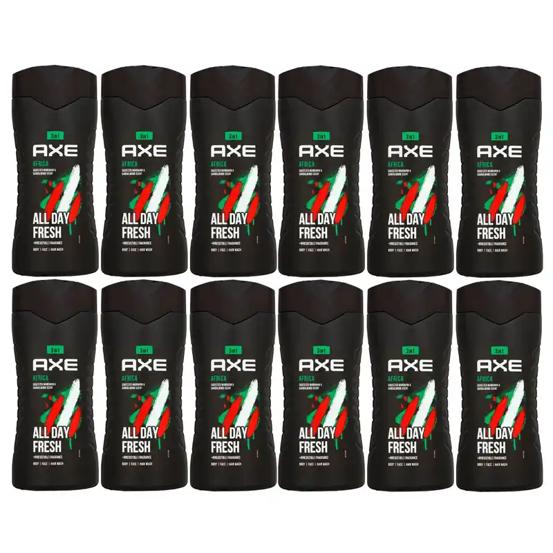 Axe Africa 12 x 250 ml Shower Gel 3 in 1 Duschgel Showergel Set Wochenendangebot