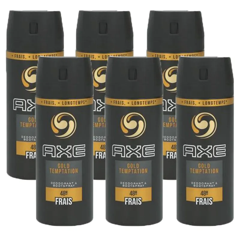 Axe Gold Temptation 6 x 150 ml Deospray Deodorant Deo Spray Deodorant Set Preis Gesenkt