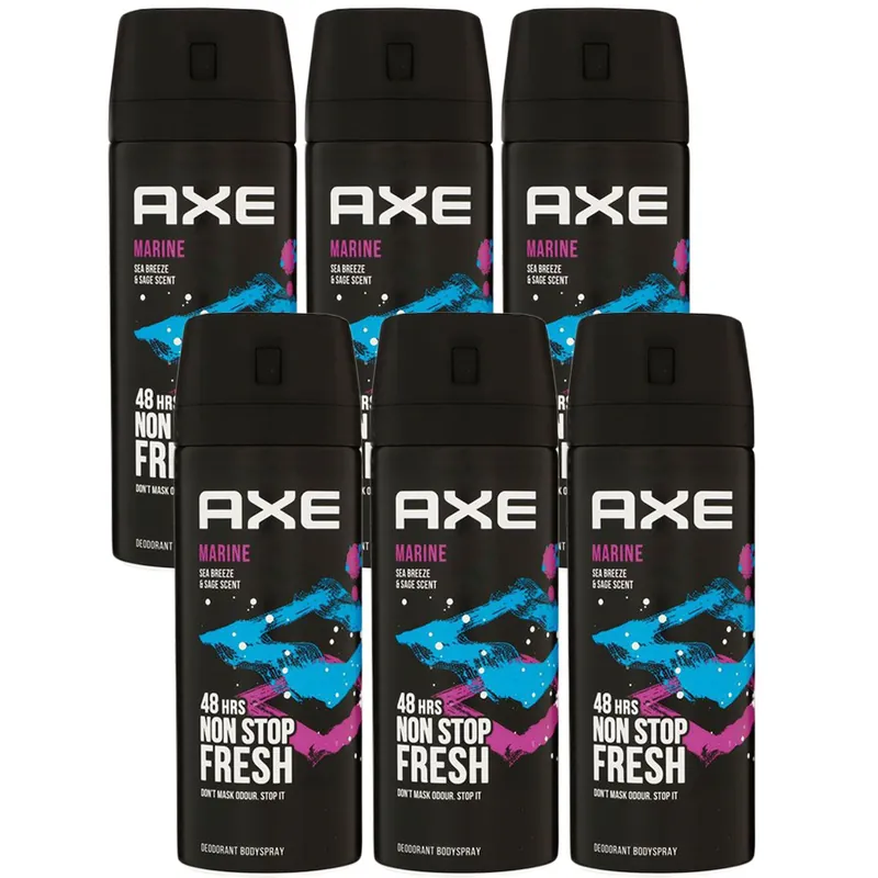Axe Marine 6 x 150 ml Deodorant Deospray Deodorant Spray Deo Spray Deo Set Schnäppchen
