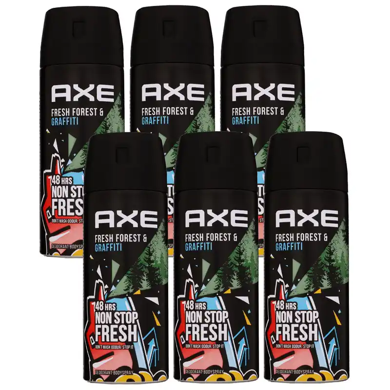 Kracherpreis Axe Wild Fresh Forest & Graffiti 6 x 150 ml Deospray Deodorant Deo Spray Set