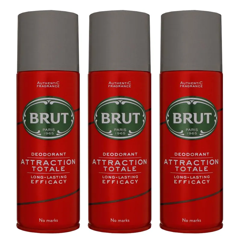 Nur Für Kurze Zeit Brut Attraction Totale 3 x 200 ml Deo Spray Deodorant Spray Deospray Set
