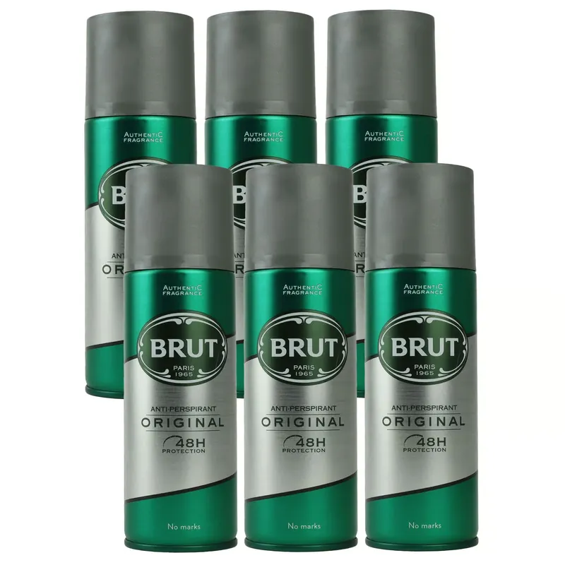 Billig Brut Original 6 x 200 ml Anti Perspirant Spray Deodorant Deospray Deo Spray Set 48 H