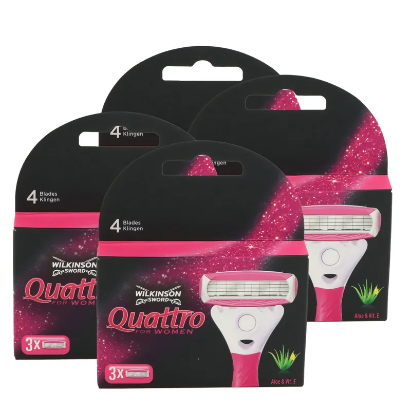 12 Wilkinson Sword Quattro For Women Rasierklingen 4 x 3 Klingen Ersatzklingen Aktuell