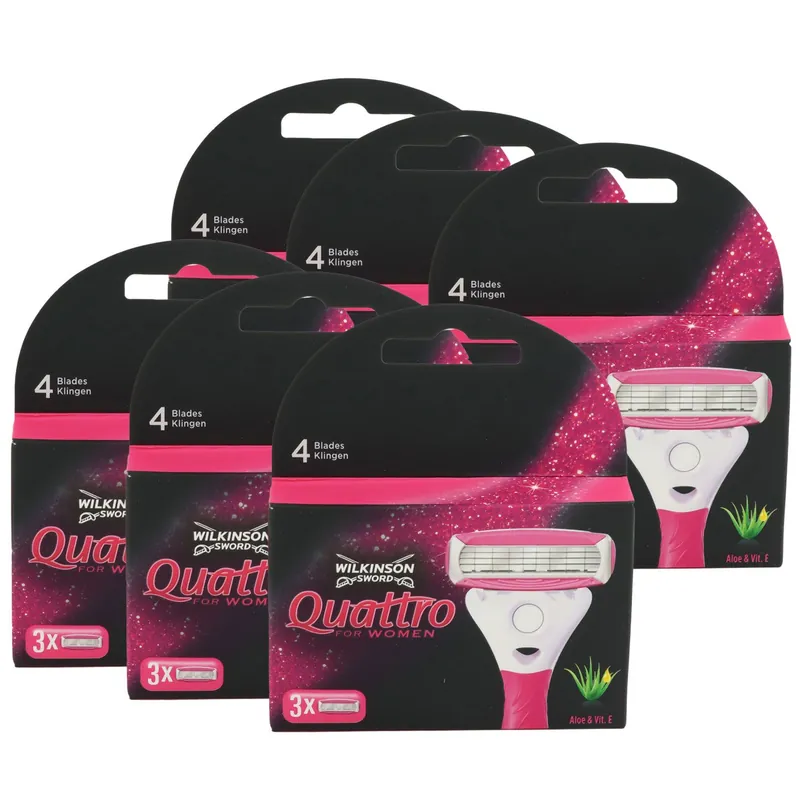 Sonderaktion 18 Wilkinson Sword Quattro For Women Rasierklingen 6 x 3 Klingen Ersatzklingen