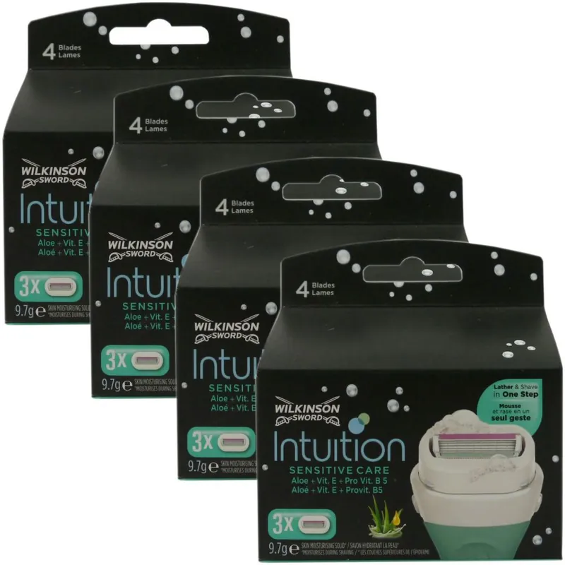 Kracherpreis Wilkinson Intuition Sensitive Care 4 x 3 Rasierklingen Aloe + ProVitamin B5 Set