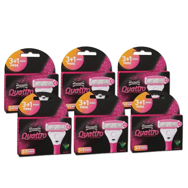 Bestpreis Wilkinson Quattro For Women Rasierklingen 6 x 3+1 Ersatzklingen Aloe Vera Set