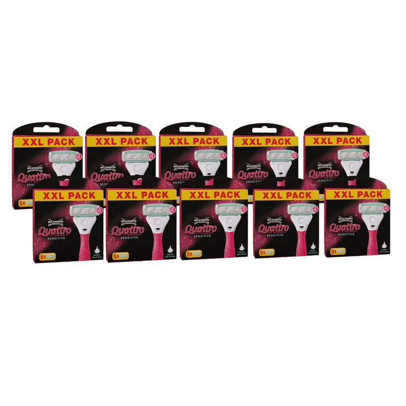 Wilkinson Quattro For Women Sensitiv 10 x 6 Rasierklingen Ersatzklingen Aloe Vera XXL Set Super-Preis