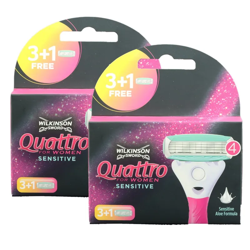 Wilkinson Quattro For Women Sensitiv 2 x 3+1 Rasierklingen Ersatzklingen Aloe Vera Set Preis Gesenkt