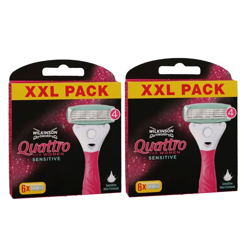 Preisreduziert Wilkinson Quattro For Women Sensitiv 2 x 6 Rasierklingen Ersatzklingen Aloe Vera XXL Set