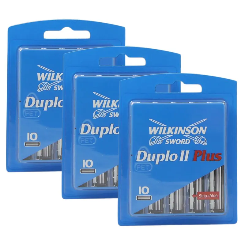 Meistverkauft Wilkinson Sword Duplo II Plus 3 x 10 Rasierklingen mit Aloe Vera Set