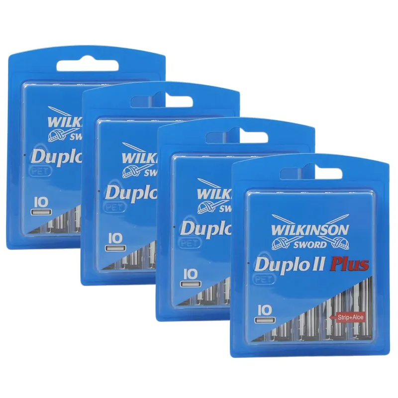 Preisknaller Wilkinson Sword Duplo II Plus 4 x 10 Rasierklingen mit Aloe Vera Set