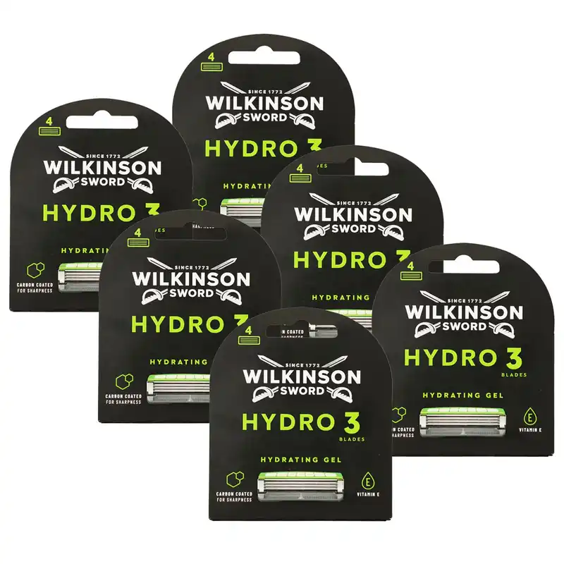 Meistverkauft Wilkinson Sword Hydro 3 Hydrating Gel 6 x 4 Rasierklingen Ersatzklingen Set