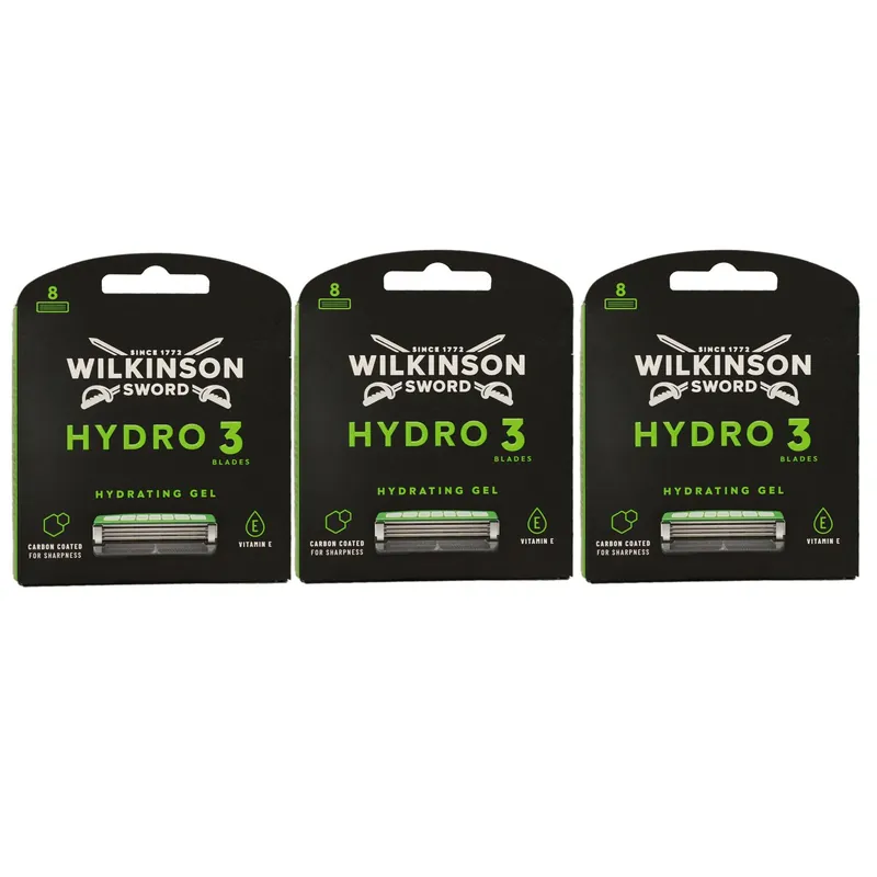 Sonderaktion Wilkinson Sword Hydro 3 Skin Protection 3 x 8 Rasierklingen Hydsrating Gel Set