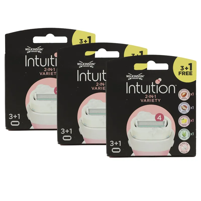 Sale Wilkinson Sword Intuition 3 x 3 + 1 Summer Variety 4 Rasierklingen Damen Rasierer Set