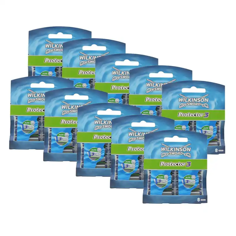 Angebot Wilkinson Sword Protector 3 Klingen 10 x 8 Stück Rasierklingen Ersatzklingen